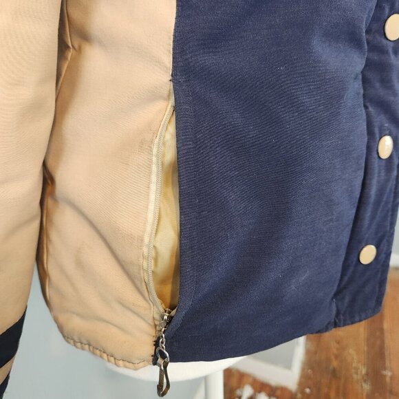 Vintage Down Jacket Blue and Tan Chevron Women's Size Small - Picture 9 of 14